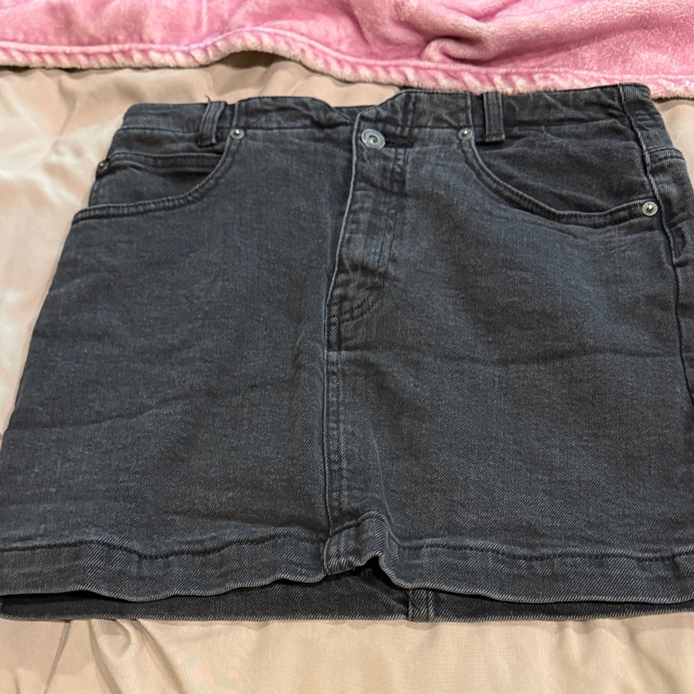 We The Free Washed Black Denim Mini Skirt